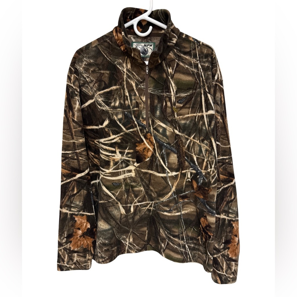 MPW Apparel Full Zip Mossy Oak Woodland Camo Fleece Jacket Large
